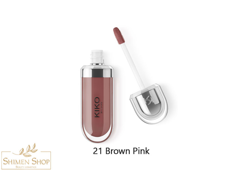رژ لب مایع سه بعدی لیپ گلاس کیکو میلانو KIKO MILANO مدل 3d Hydra رنگ 21 Brown Pink