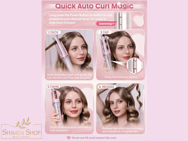 فر کننده مو اتوماتیک شیگلم مدل Cupid’s Charm( رنگ صورتی) 